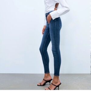 Zara jeans - medium/dark blue high waisted skinny jeans